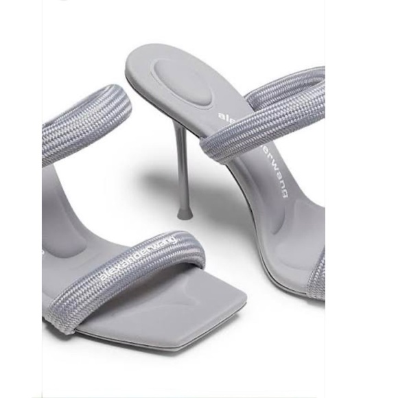 Alexander Wang Tubular Logo Heel Sandal Gray 8.5 (38.5) NWT - Picture 2 of 10